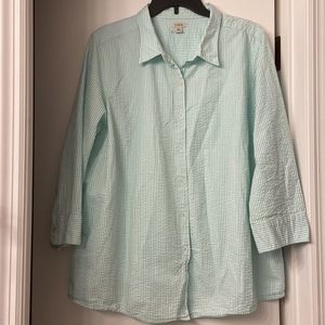 Women’s LL Bean button down cotton green and white dress shirt size 2X